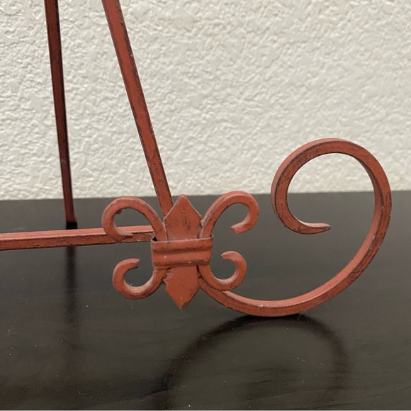 Rust Metal Scroll Easel Foldable Display Book/ Plate Stand - Picture 8 of 8